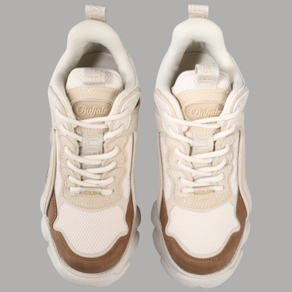 Buffalo Sneakers Vegan CLD CHAI Donna Alte Plateau 5cm Soletta Rimovibile Beige - 2