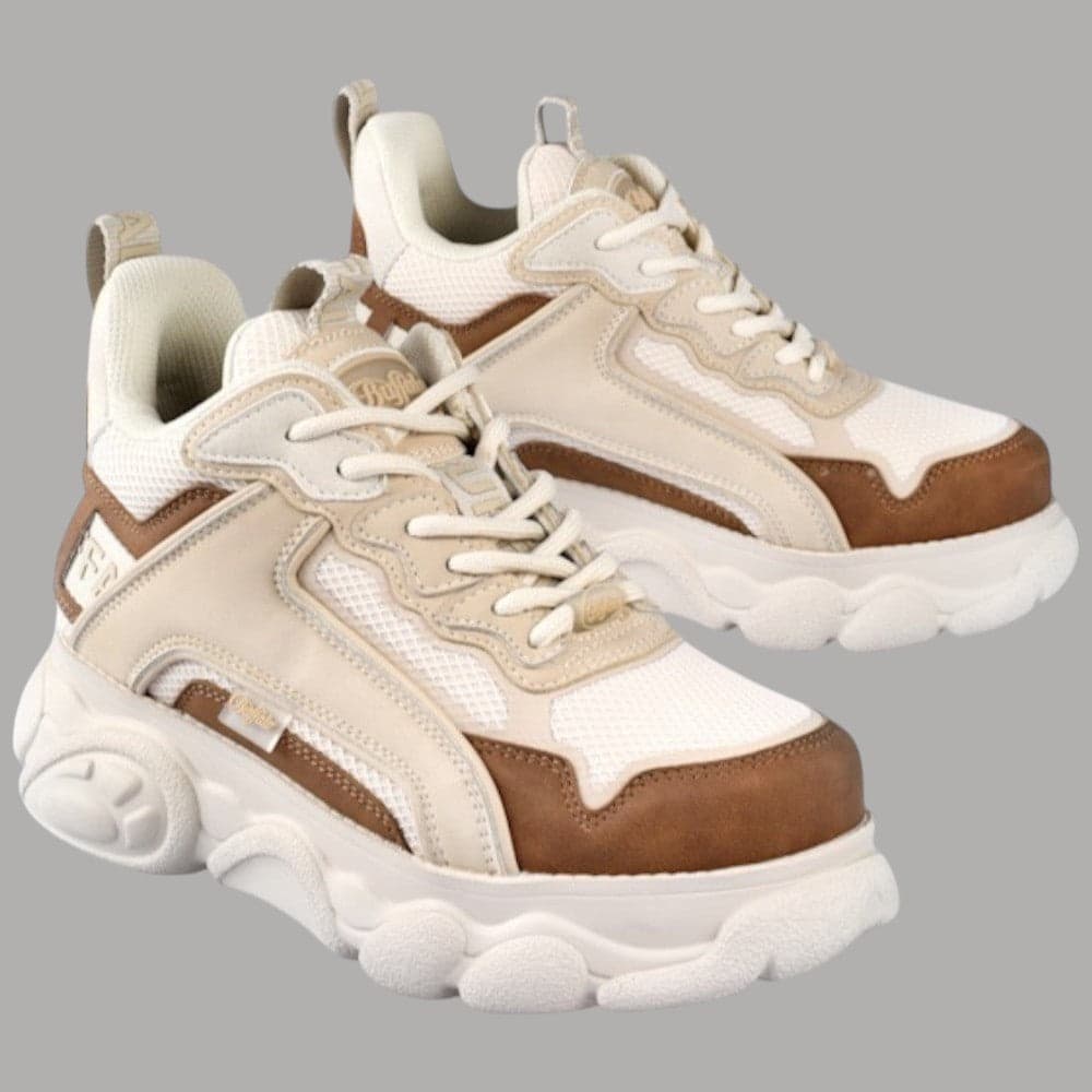 Buffalo Sneakers Vegan CLD CHAI Donna Alte Plateau 5cm Soletta Rimovibile Beige - 3