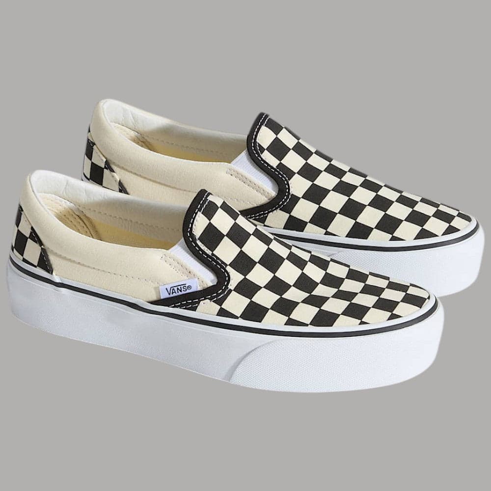 Vans Scarpe Slip-On Platform Unisex Tela Checkerboard Suola Waffle - 2