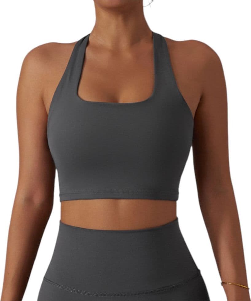 Top Fitness Grigio Traspirante Elasticizzato con Coppe Estraibili - 6