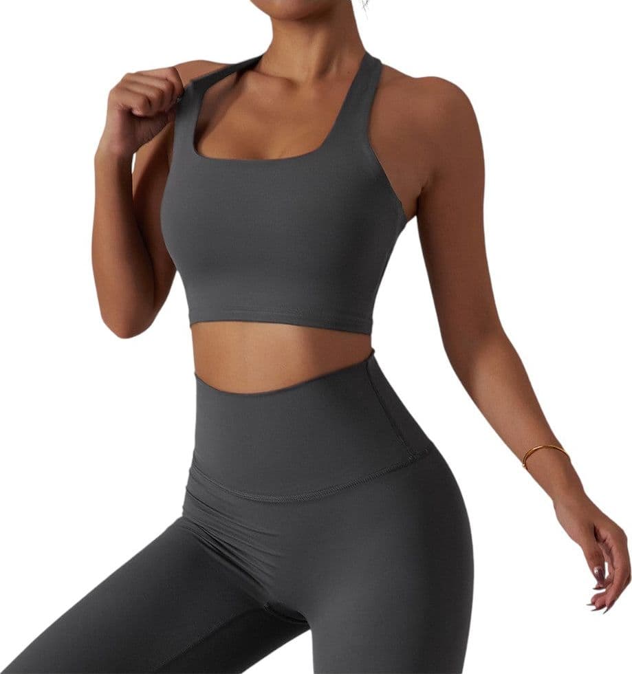 Top Fitness Grigio Traspirante Elasticizzato con Coppe Estraibili - 2