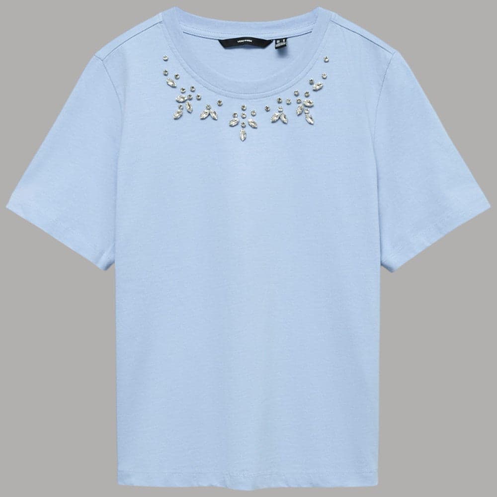 Maglietta Cotone Vero Moda con Applicazioni Girocollo, Eleganza Casual - 6