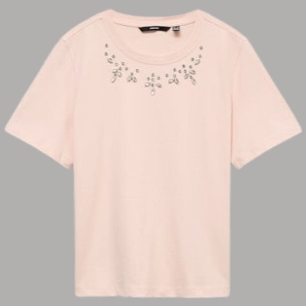 Maglietta Cotone Vero Moda con Applicazioni Girocollo, Eleganza Casual - 8