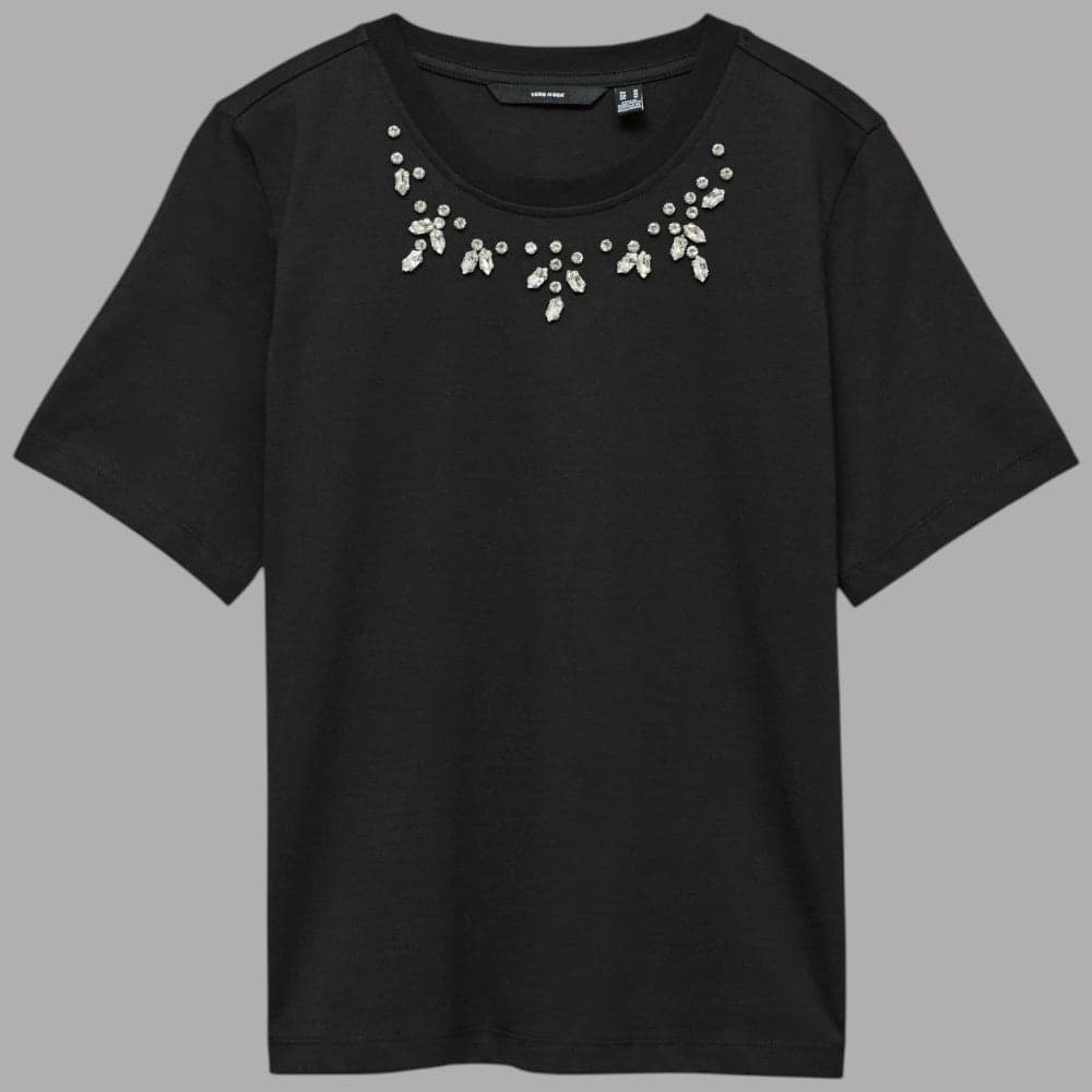 Maglietta Cotone Vero Moda con Applicazioni Girocollo, Eleganza Casual - 7
