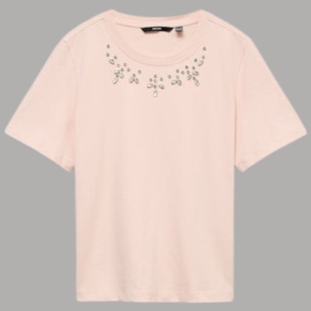Maglietta Cotone Vero Moda con Applicazioni Girocollo, Eleganza Casual - 4
