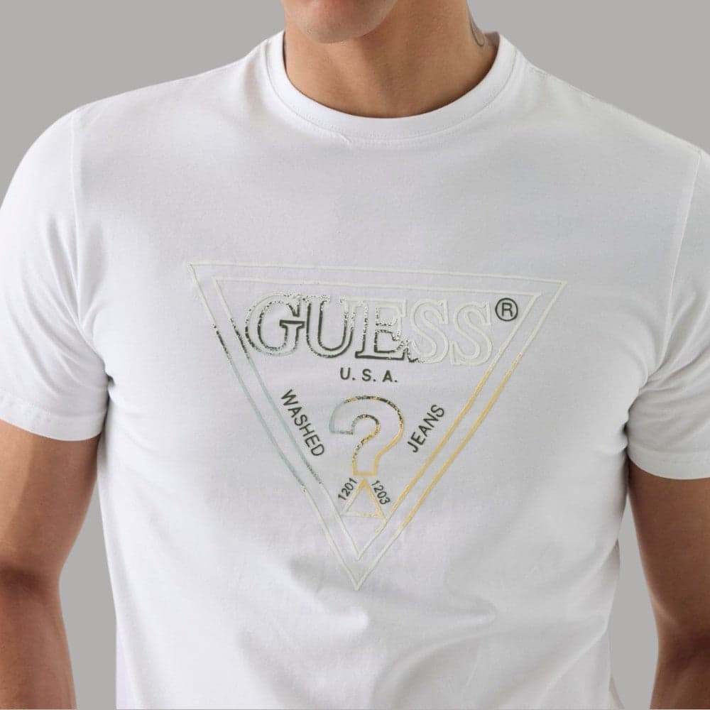 T-shirt Guess Uomo Slim Logo Triangolare Stampa Iconica - 9