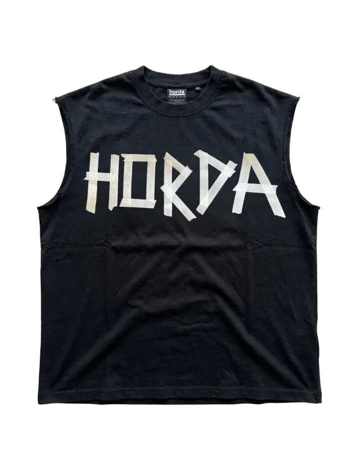T-Shirt Tank Nera Boxy Fit 200g con tagli a vivo - 5