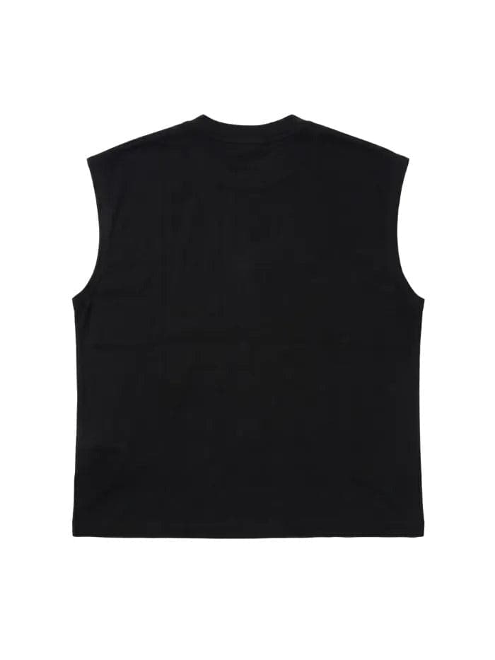 T-Shirt Tank Nera Boxy Fit 200g con tagli a vivo - 3
