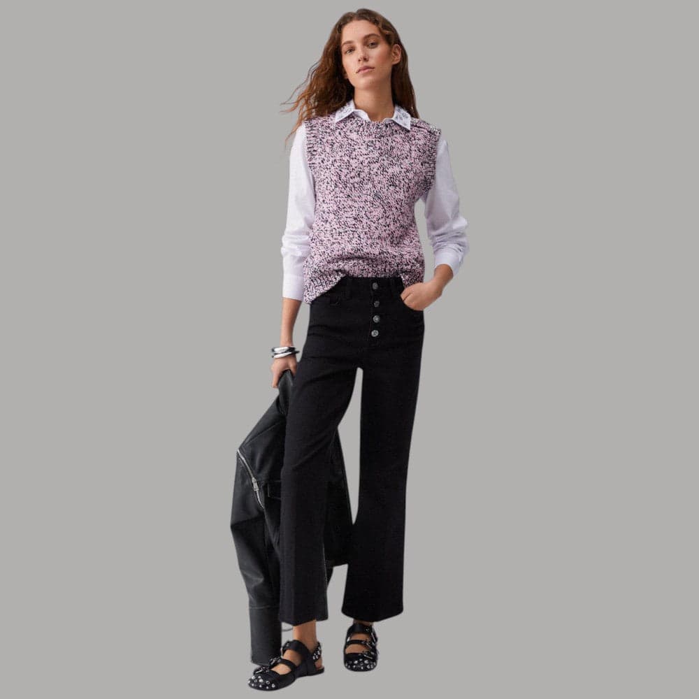 Liu Jo Jeans Cropped Flare, Vita Alta, bottone Gioiello - 4