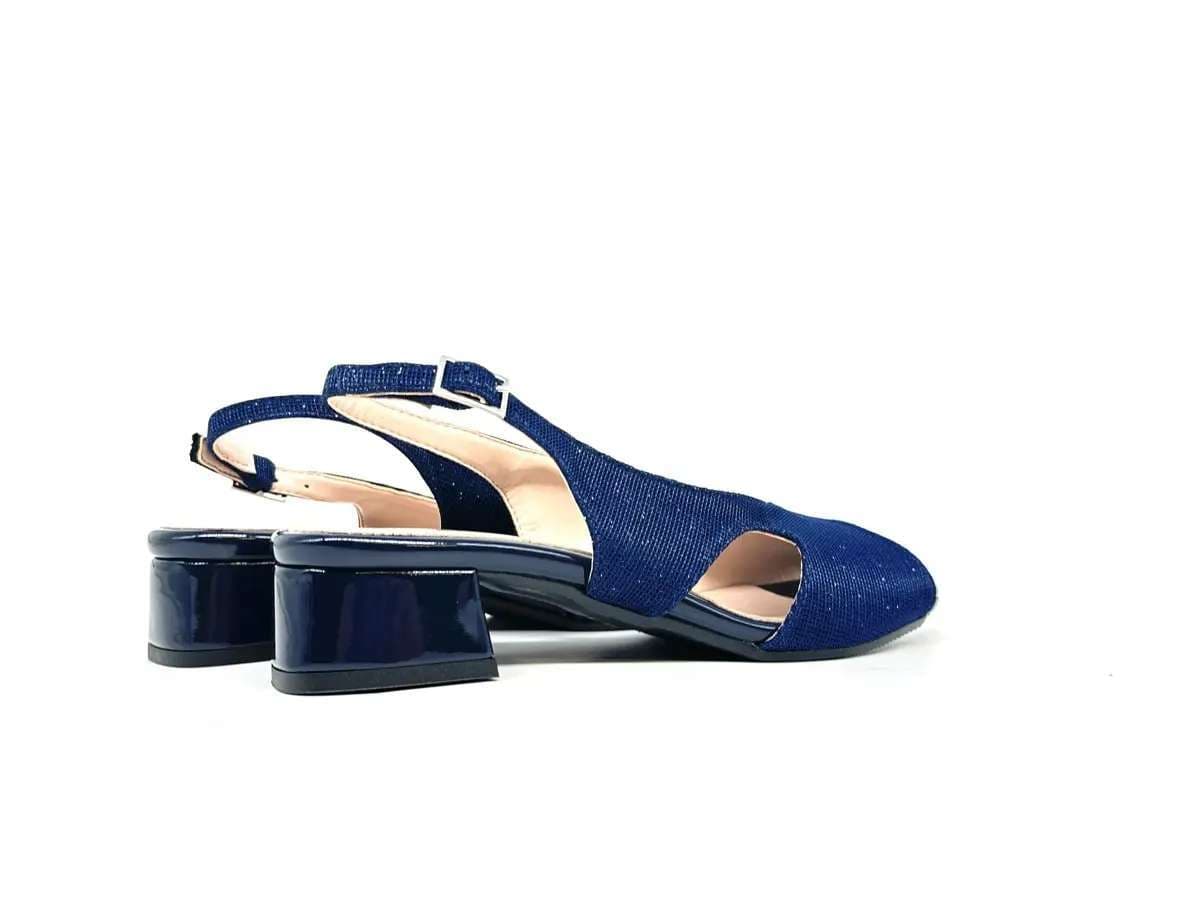 Cinzia Soft sandali donna blu glitter tacco basso - 2