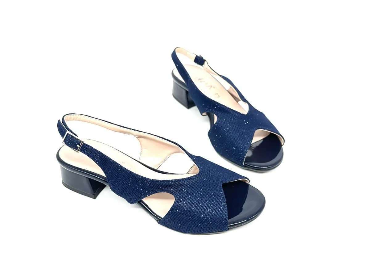 Cinzia Soft sandali donna blu glitter tacco basso - 3
