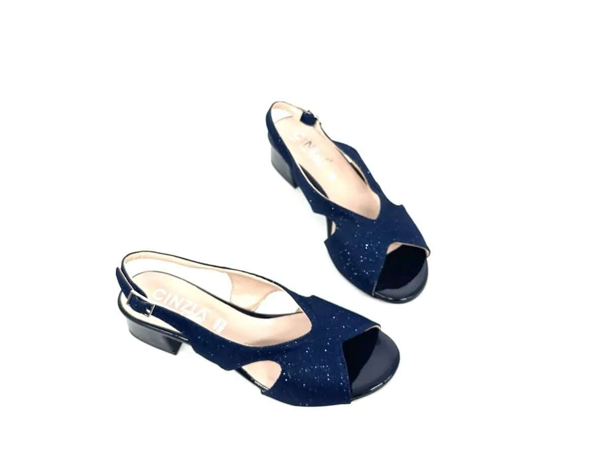 Cinzia Soft sandali donna blu glitter tacco basso - 4
