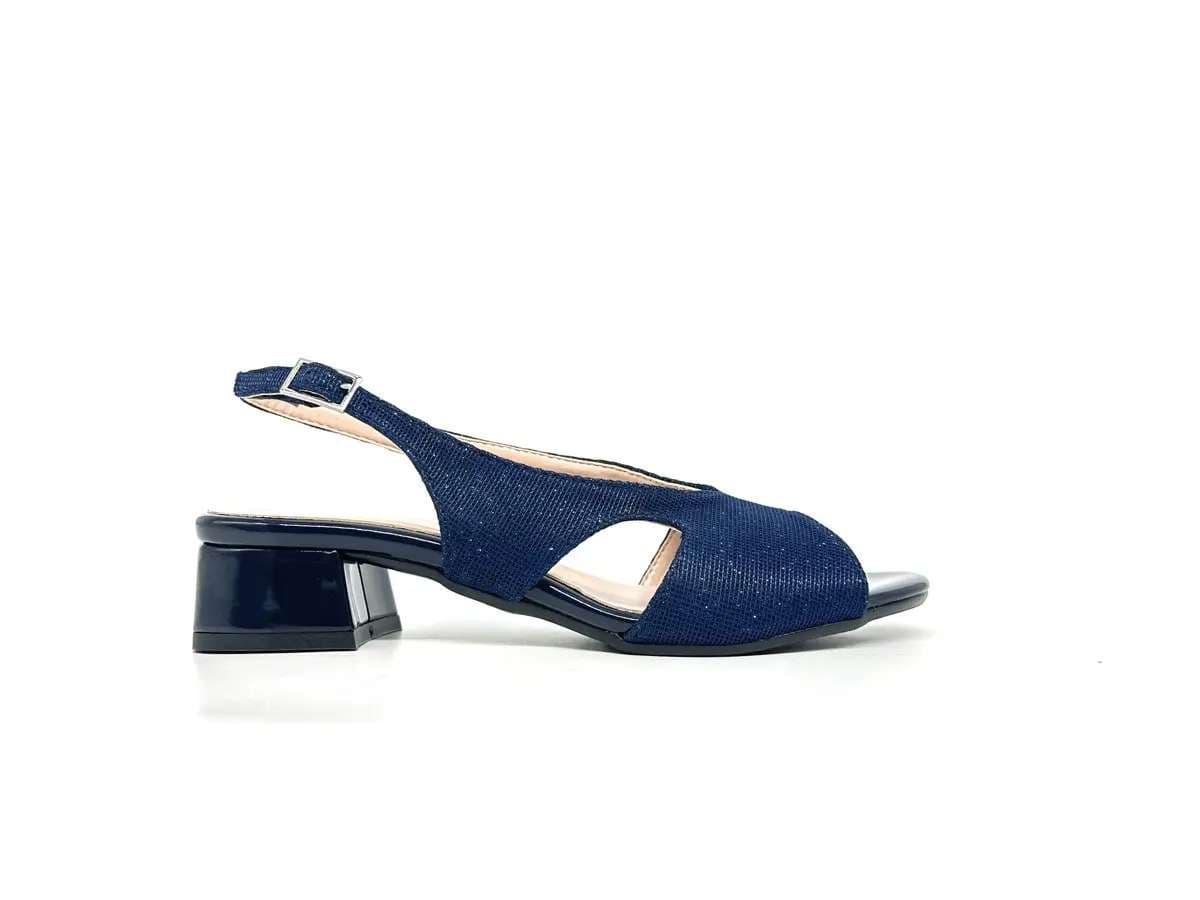 Cinzia Soft sandali donna blu glitter tacco basso - 5