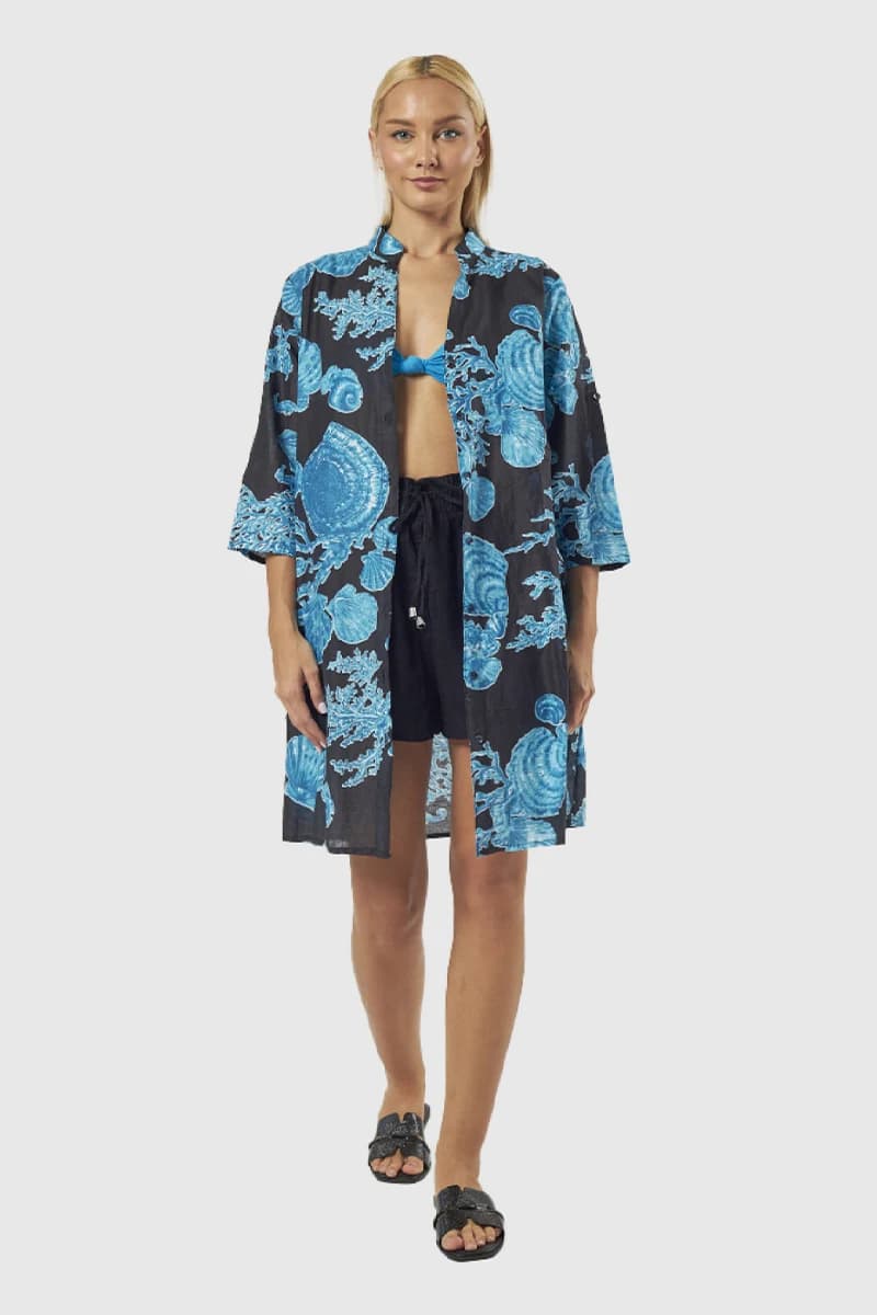 Kaftano Leggero in Fantasia Oceanica | Verde Fashion - 5