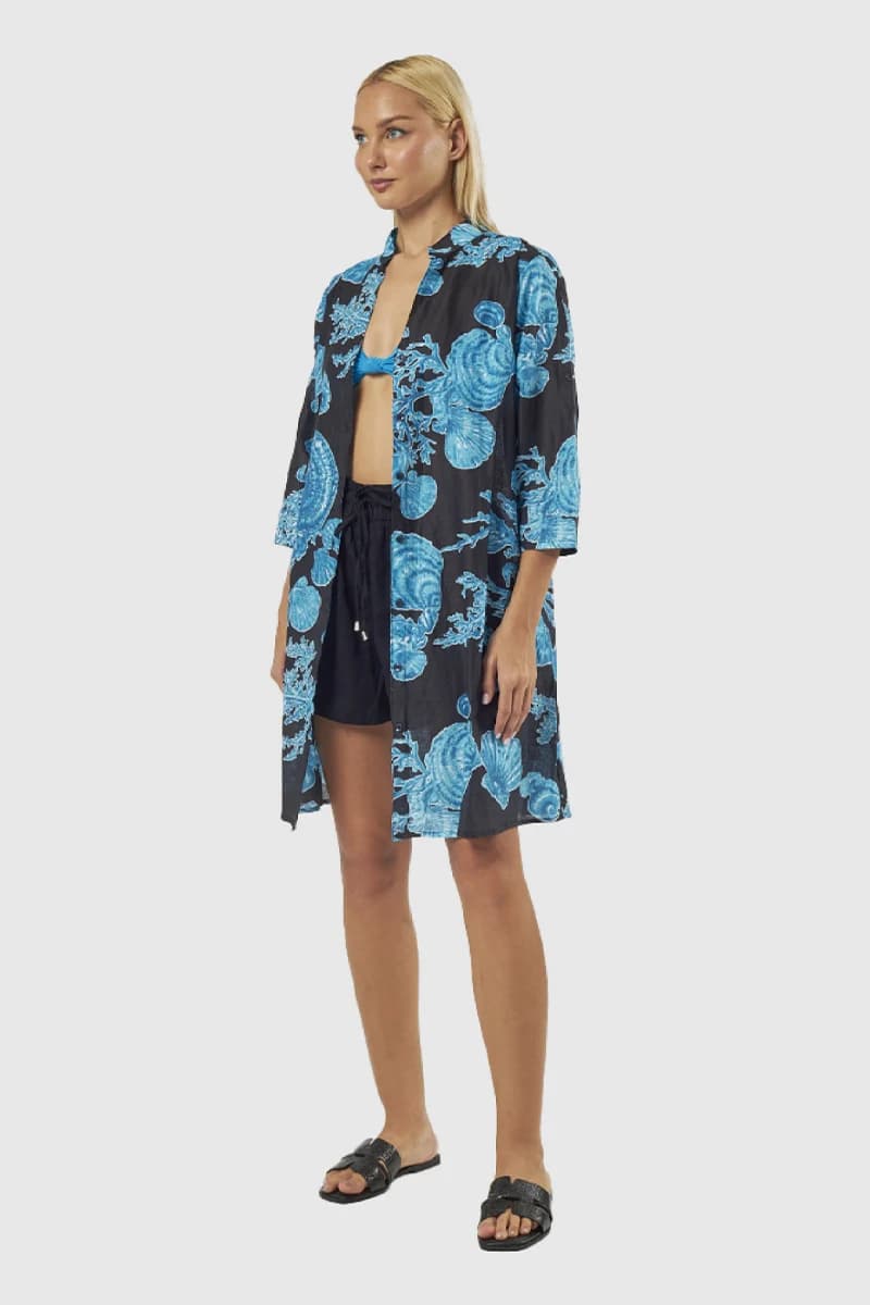 Kaftano Leggero in Fantasia Oceanica | Verde Fashion - 3