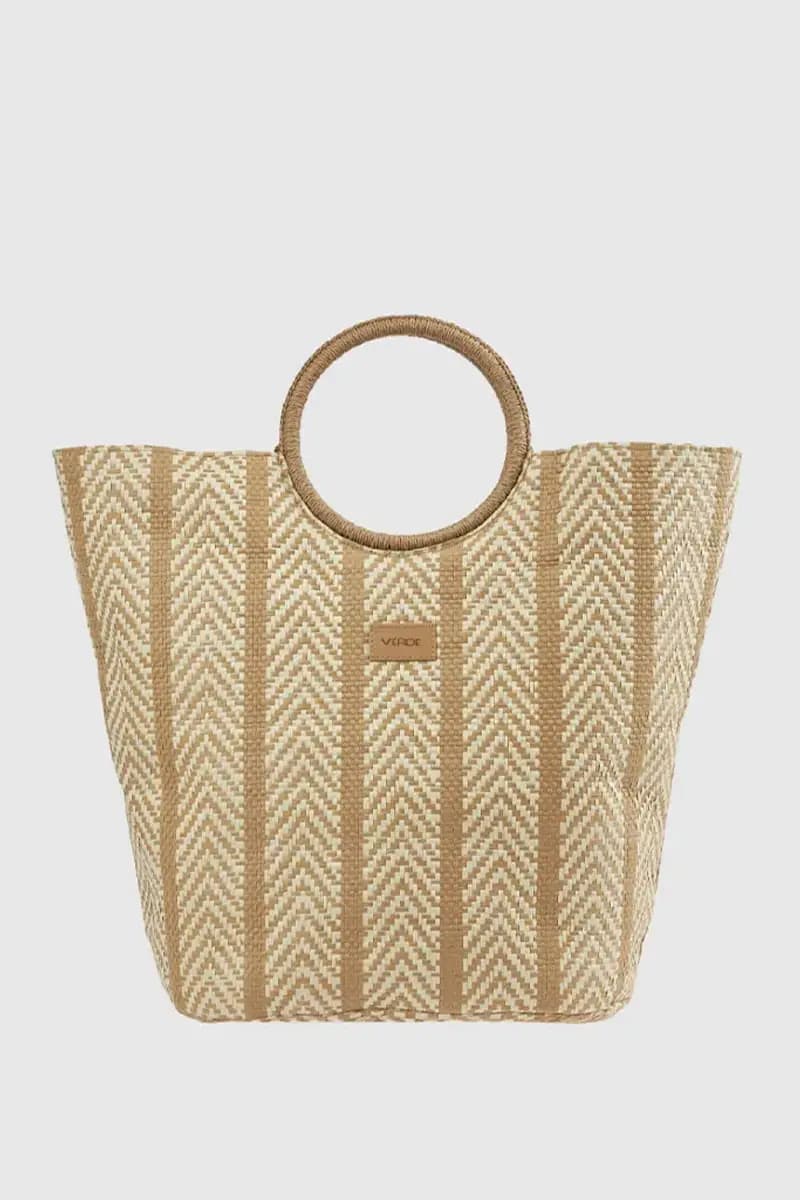 Borsa mare in paglia motivo spinato | Verde Fashion - 5