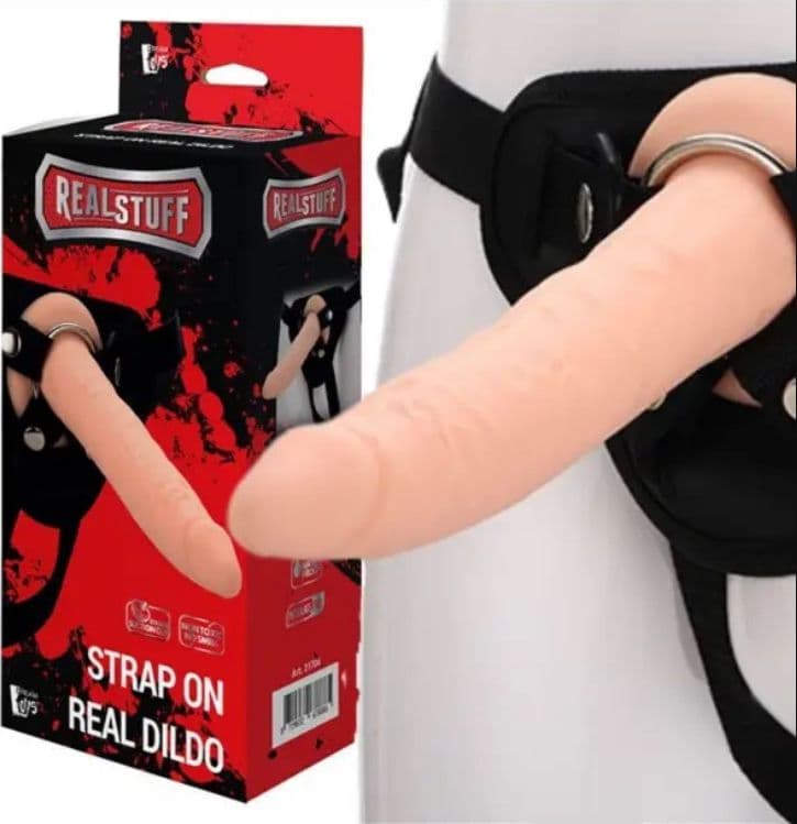 Strap on morbido 20 x 4 cm con venature stimolanti silicone TPR strapon Realstuff - 4