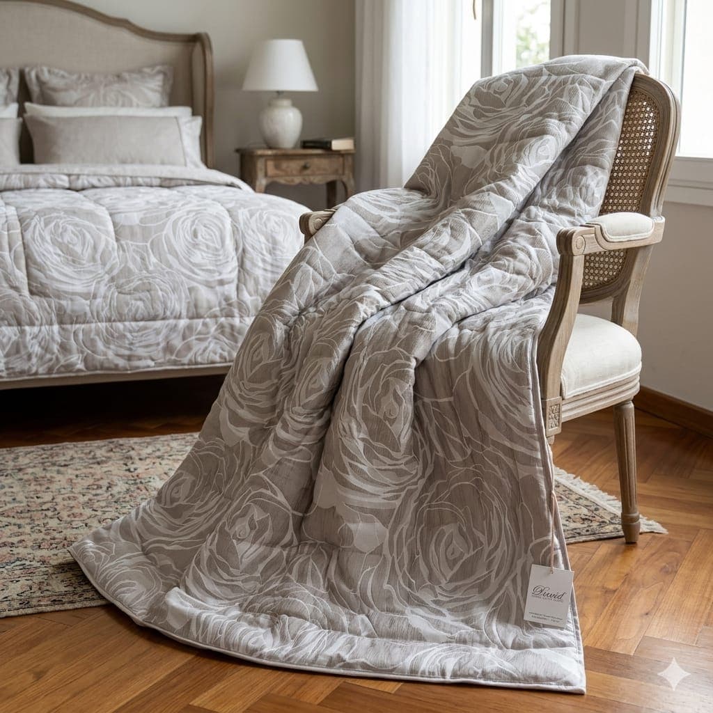 Trapuntino Matrimoniale Bagliore David Jacquard Tortora 270x270 cm - 2