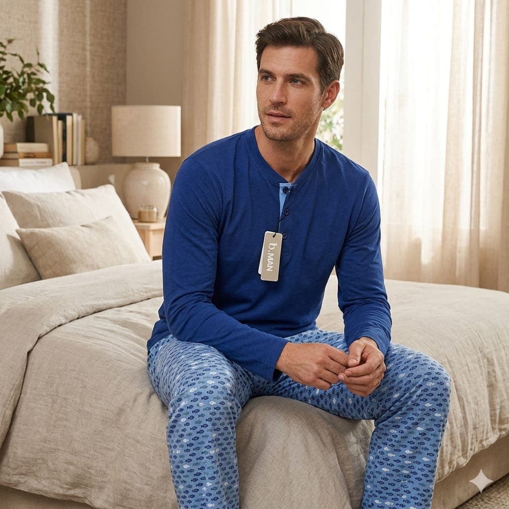 Pigiama Uomo Primavera/Estate Bisbigli LS475358 Manica Lunga con Polsi - 4
