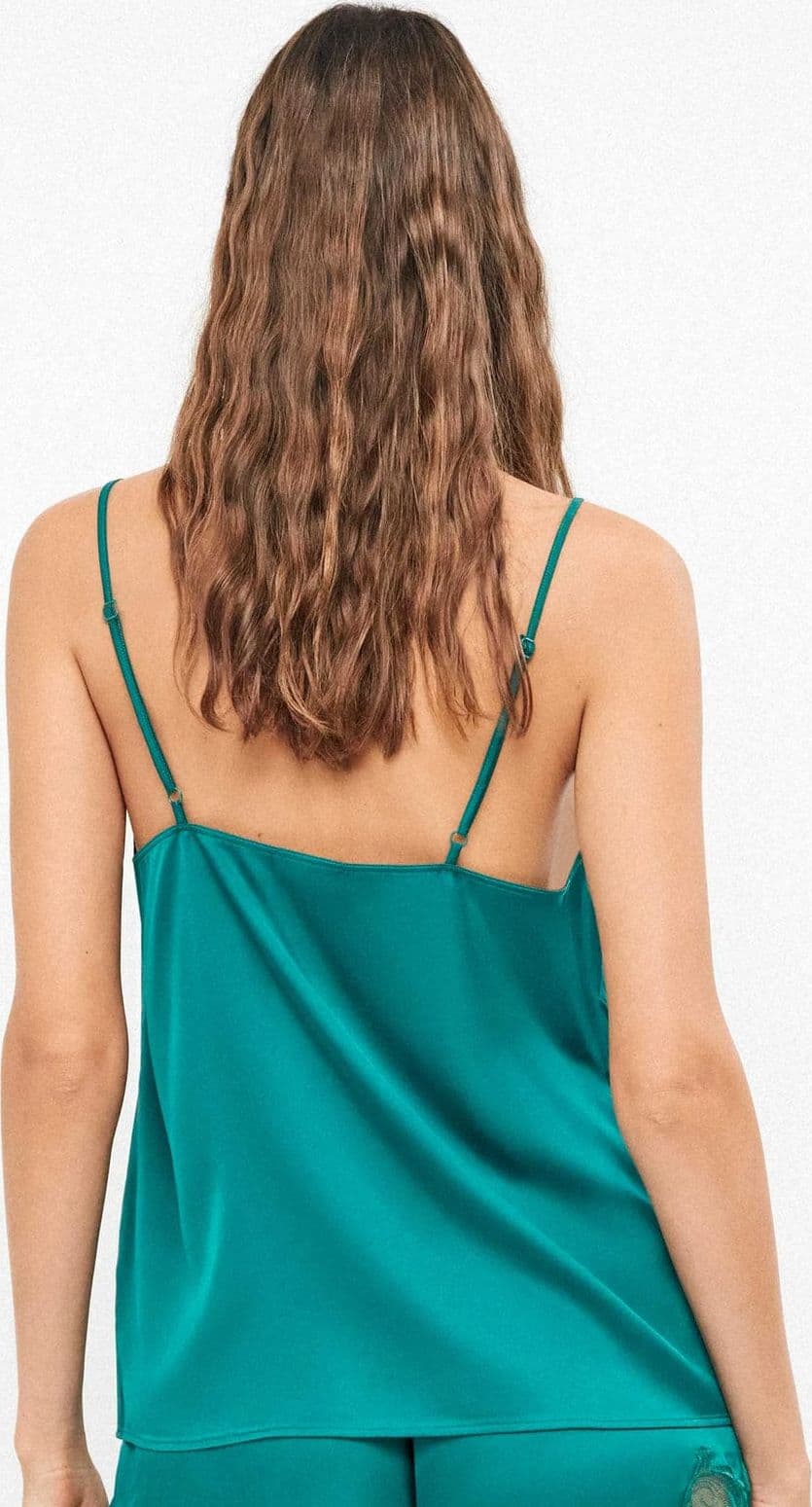 Pigiama Donna Primavera/Estate Gisela 2/20395T + 2/20396B Satin con Pizzo Verde Bottiglia - 4