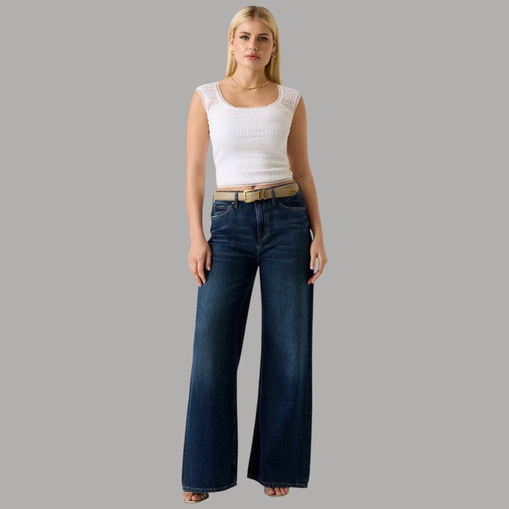 Top Guess Smocked Slim con Scollo Quadrato e Pizzo - 2