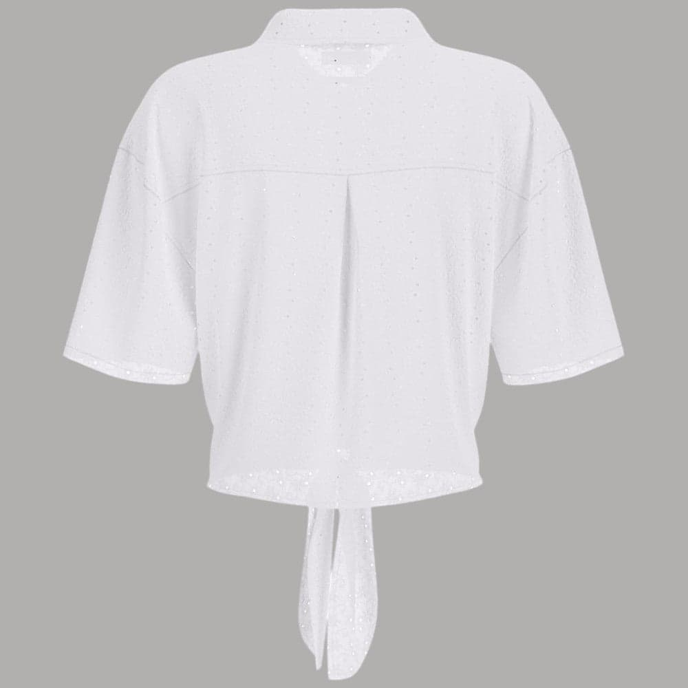 Camicia Guess GJ Bianca Cropped Nodo Ricamo Cotone - 6