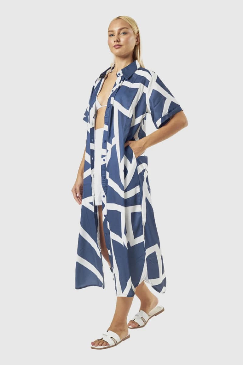 Kaftano Aperto Blu e Bianco | Verde Fashion - 3