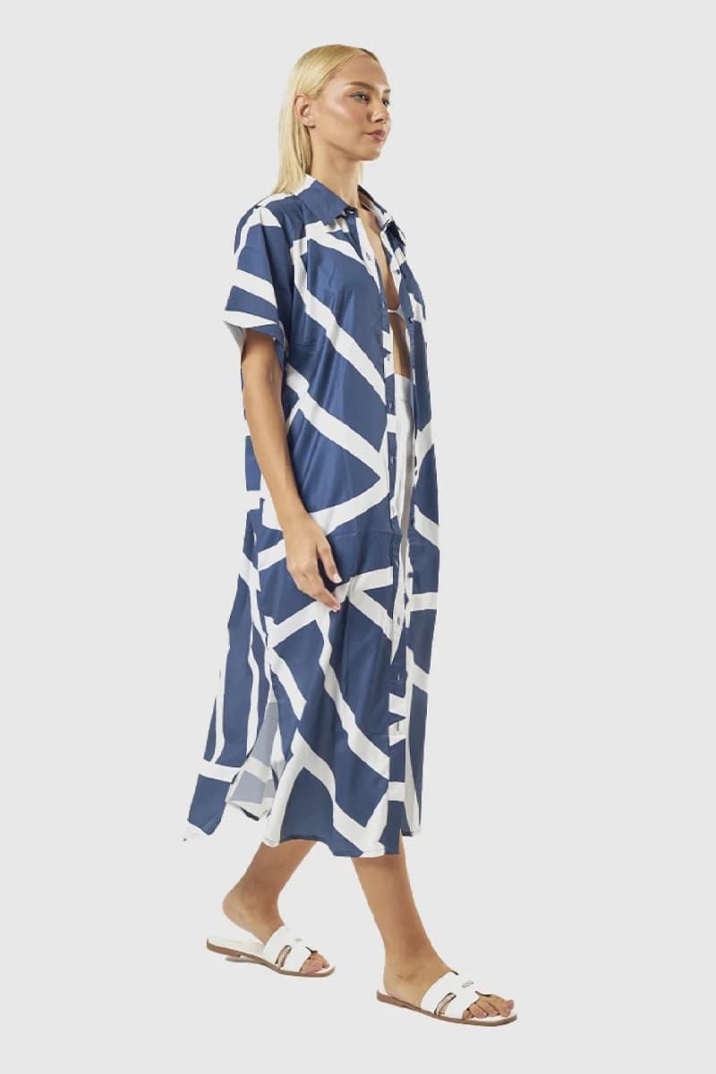 Kaftano Aperto Blu e Bianco | Verde Fashion - 4