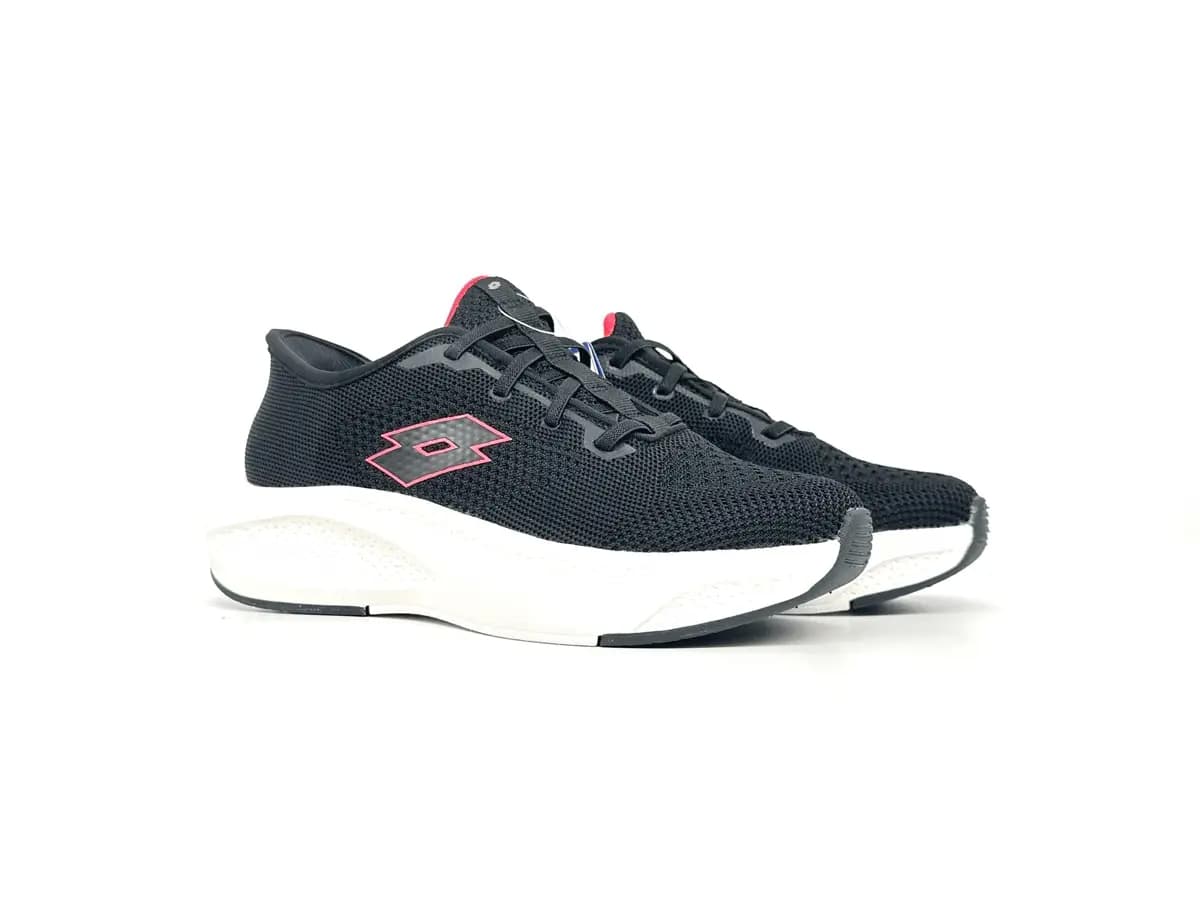 Lotto sneaker donna Run 90 Slip & Go nera con dettagli rosa memory foam