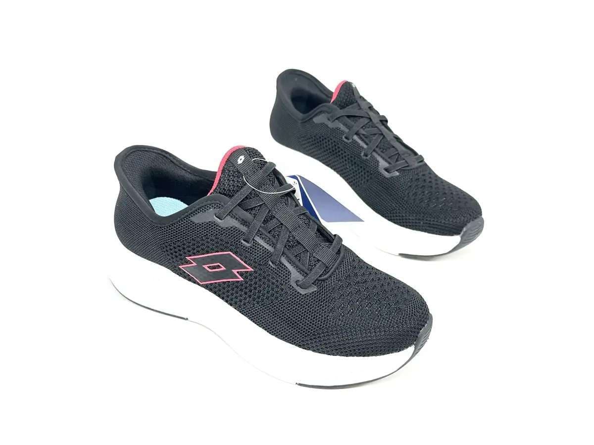 Lotto sneaker donna Run 90 Slip &amp; Go nera con dettagli rosa memory foam - 3