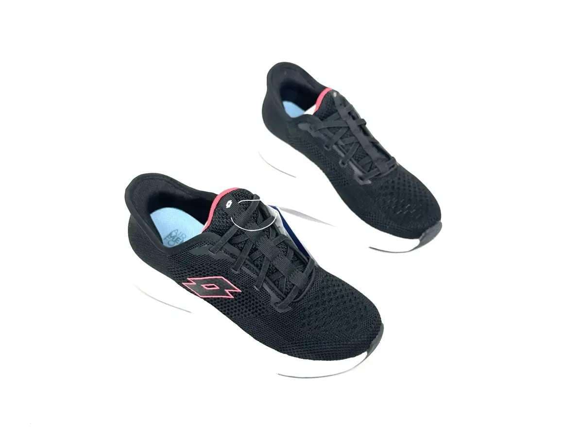 Lotto sneaker donna Run 90 Slip &amp; Go nera con dettagli rosa memory foam - 4
