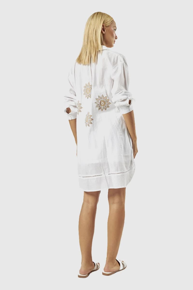 Kaftano bianco con ricami oro | Verde Fashion - 4