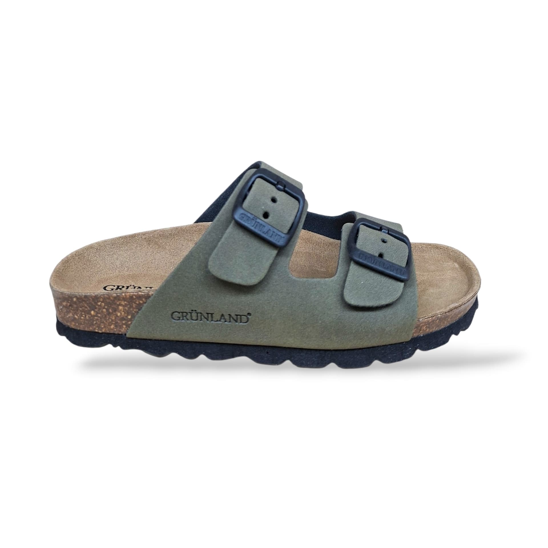 Ciabatta Bio Sughero Bambini e Ragazzi Grunland Junior Luce Oliva – Sottopiede Sughero EVA Verde - 6