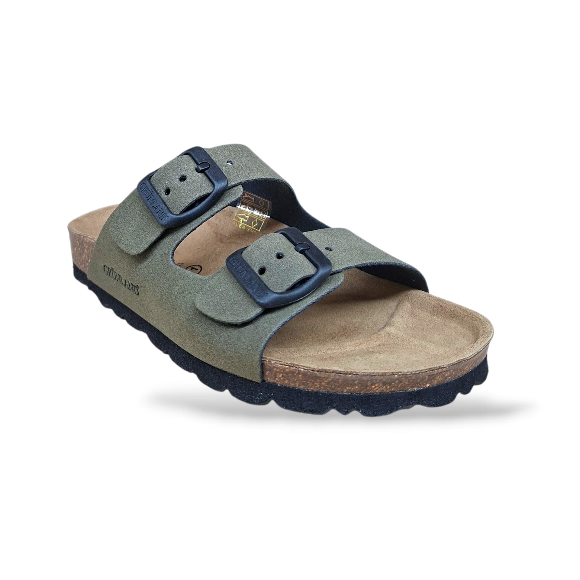 Ciabatta Bio Sughero Bambini e Ragazzi Grunland Junior Luce Oliva – Sottopiede Sughero EVA Verde - 2