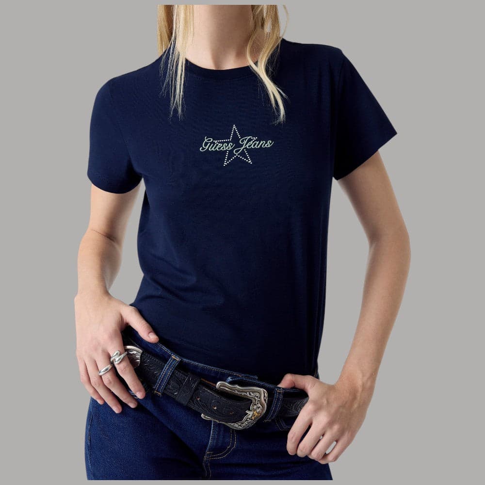 Elegante T-shirt Guess GJ Cotone con Stelle di Strass Donna - 4
