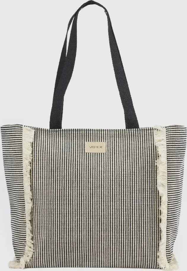 Borsa mare in tessuto a righe | Verde Fashion - 1