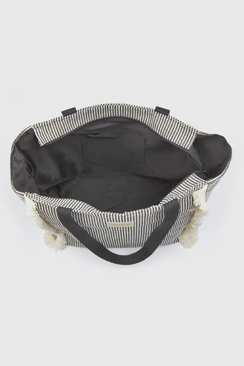 Borsa mare in tessuto a righe | Verde Fashion - 3