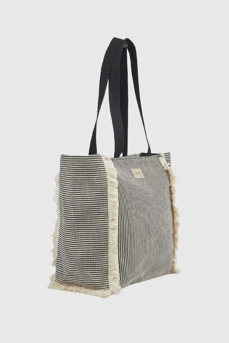 Borsa mare in tessuto a righe | Verde Fashion - 4