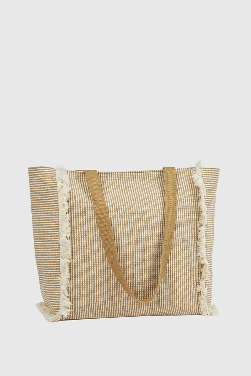 Borsa mare in tessuto a righe | Verde Fashion - 6
