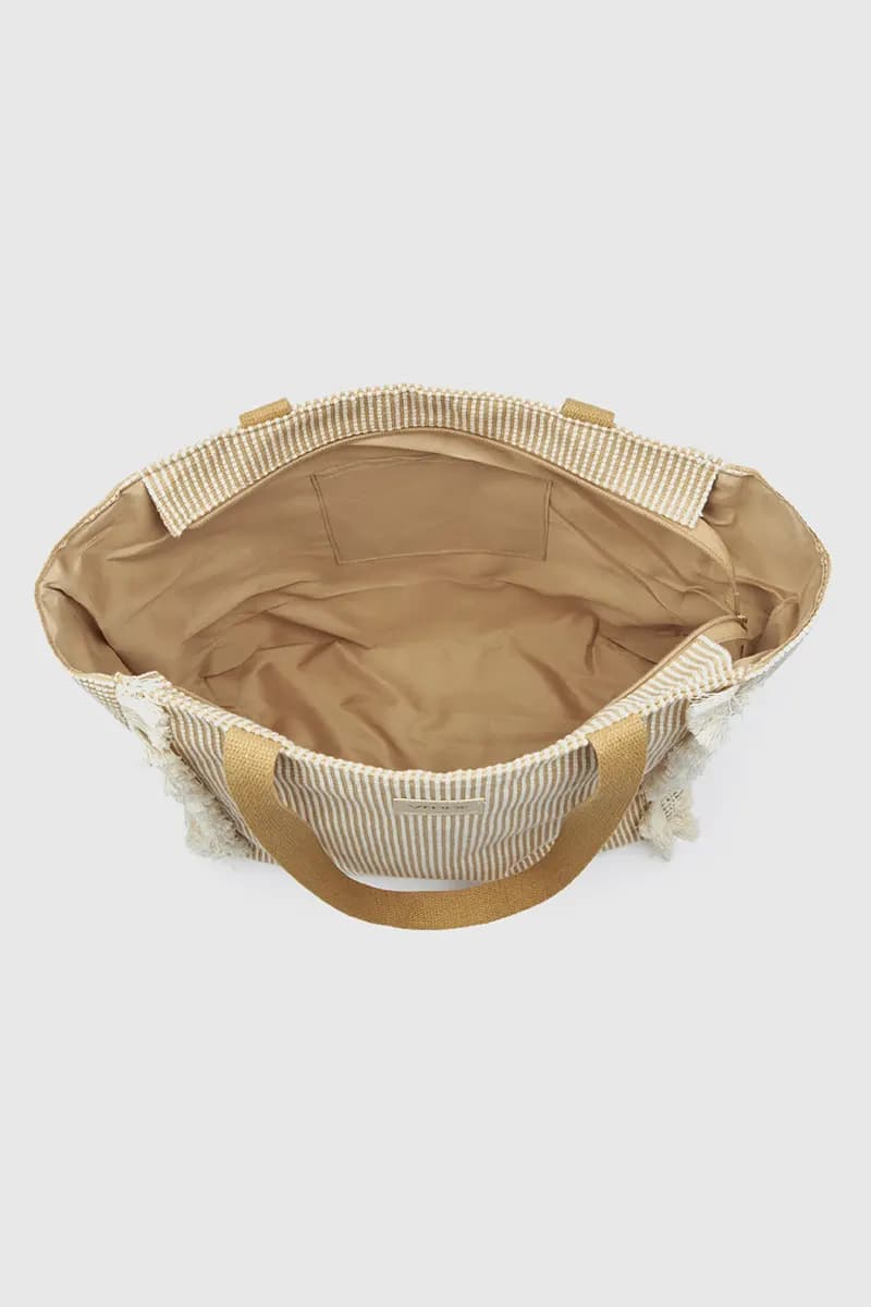 Borsa mare in tessuto a righe | Verde Fashion - 7