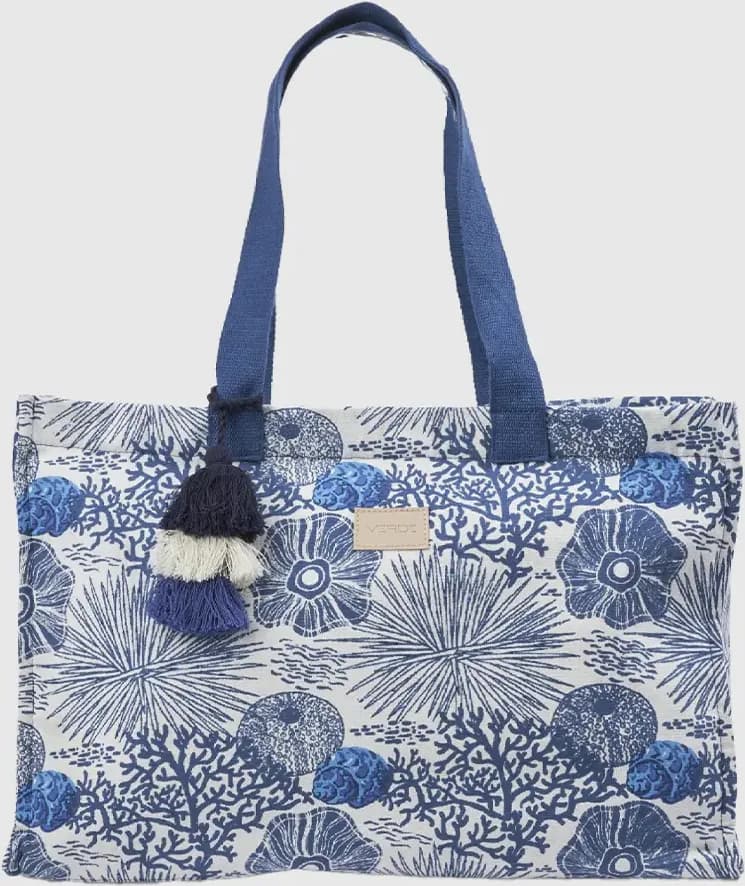 Borsa mare in cotone stampa floreale | Verde Fashion - 5
