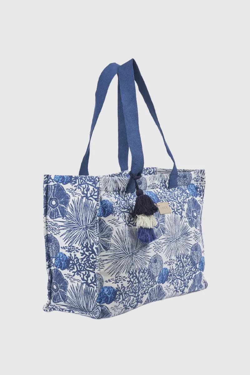 Borsa mare in cotone stampa floreale | Verde Fashion - 2