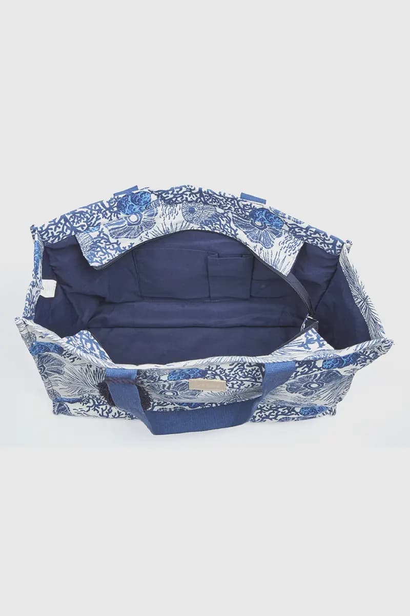 Borsa mare in cotone stampa floreale | Verde Fashion - 3
