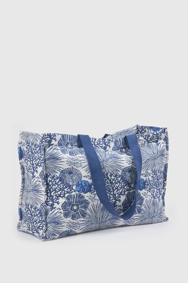 Borsa mare in cotone stampa floreale | Verde Fashion - 4