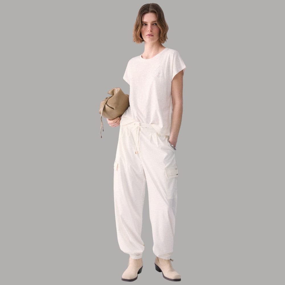T-shirt Liu Jo in Cotone-Modal con Gioiello e Logo Monogram - 4