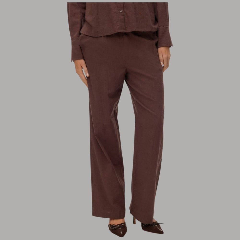 Vero Moda Pantaloni Wide Leg Cotton Linen Vita Medio Elasticizzata - 15