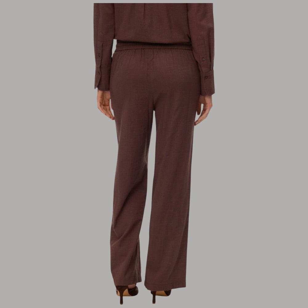 Vero Moda Pantaloni Wide Leg Cotton Linen Vita Medio Elasticizzata - 16