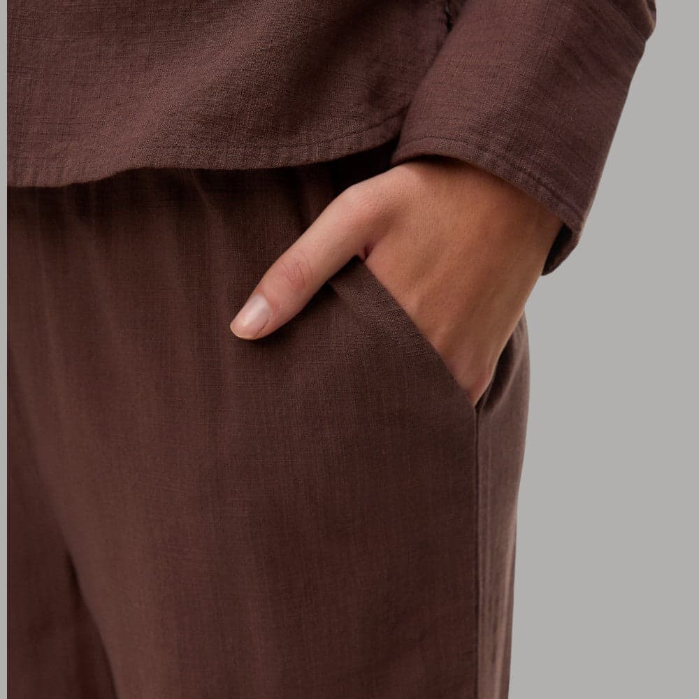 Vero Moda Pantaloni Wide Leg Cotton Linen Vita Medio Elasticizzata - 17