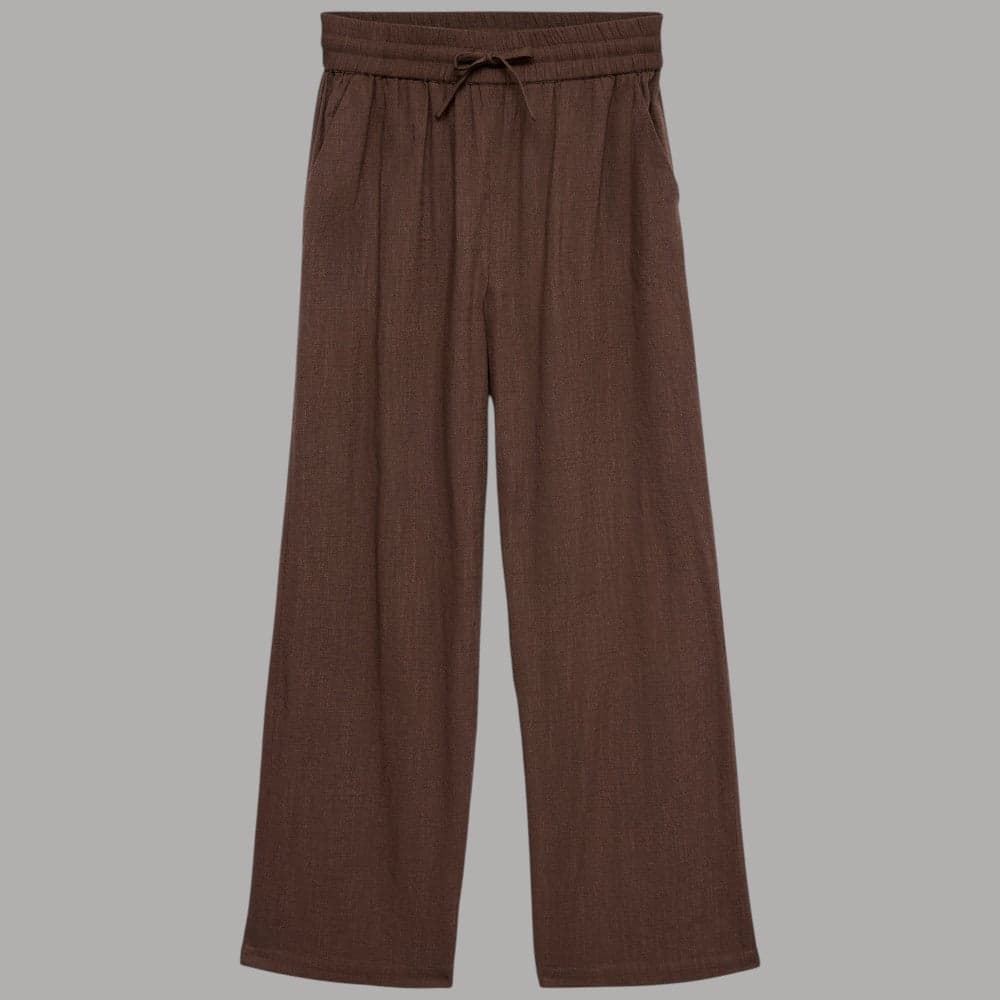Vero Moda Pantaloni Wide Leg Cotton Linen Vita Medio Elasticizzata - 18