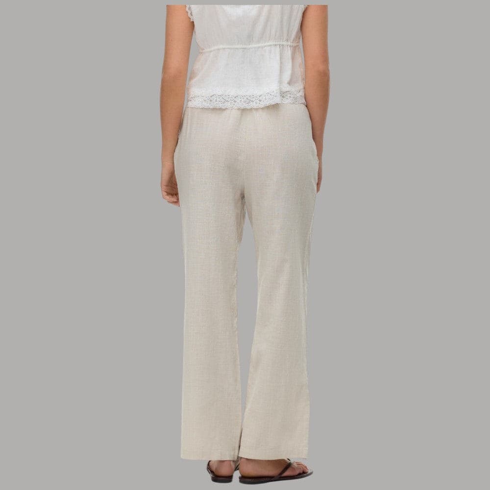 Vero Moda Pantaloni Wide Leg Cotton Linen Vita Medio Elasticizzata - 4